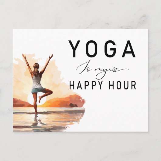 Yoga is mijn happy hour Vrouw die yogahouding doet Briefkaart (Voorkant)
