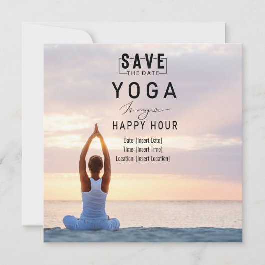 Yoga is mijn happy hour Vrouw poseren yoga Save The Date (Voorkant)