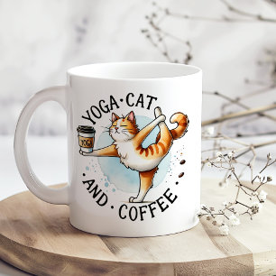 "Yoga Kat en Koffie" Grappige Kattenliefhebber Koffiemok