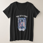 Yoga Kat in de ruimte (donker) Grote Maat T-shirt (Design voorkant)