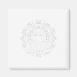 Yoga Kat Lotus Bloem Mindfulness Meditatie T-shirt Magneet