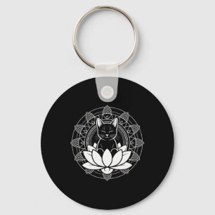 Yoga Kat Lotus Bloem Mindfulness Meditatie T-shirt Sleutelhanger