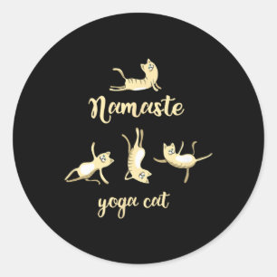 Yoga Kat Namaste Om Meditatie Sport Miauw Instruct Ronde Sticker