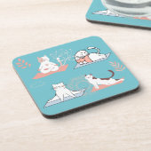 Yoga Katten Lotus Bier Onderzetter (Linkerzijde)