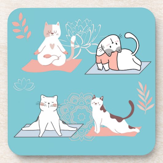 Yoga Katten Lotus Bier Onderzetter (Voorkant)