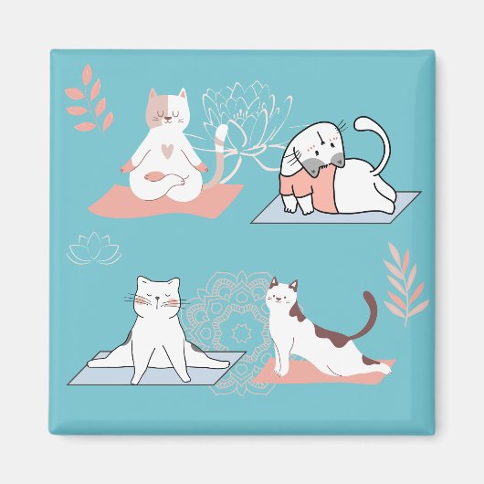 Yoga Katten Lotus Magneet (Voorkant)