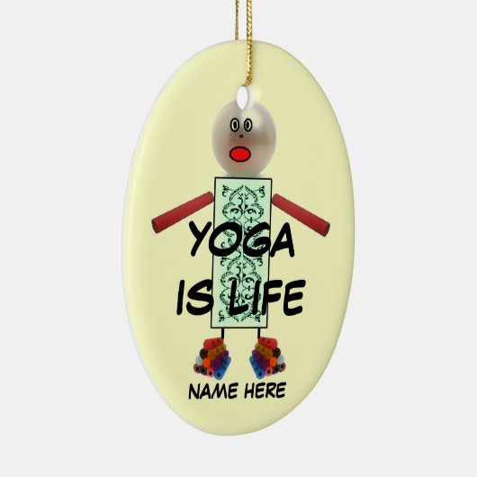 Yoga Kerst Cartoon Keramisch Ornament (Rechts)