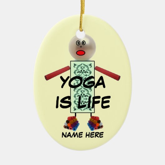 Yoga Kerst Cartoon Keramisch Ornament (Voorkant)