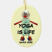 Yoga Kerst Cartoon Keramisch Ornament (Achterkant)