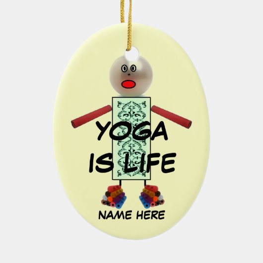 Yoga Kerst Cartoon Keramisch Ornament (Achterkant)