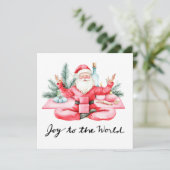Yoga Kerst Kerstman Posing Yoga Feestdagenkaart (Staand voorkant)