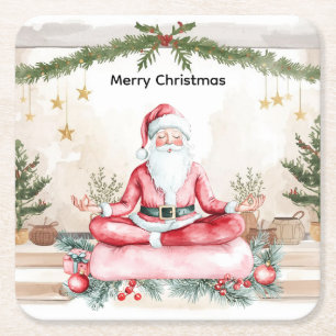 Yoga Kerst met Sinterklaas in yogales Groot Kartonnen Onderzetters