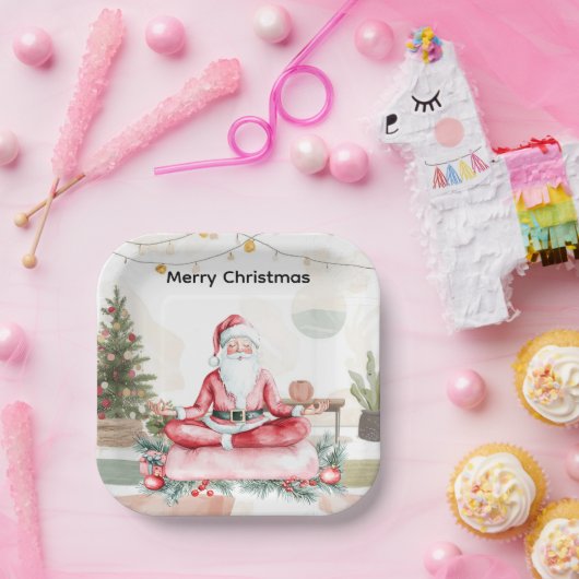 Yoga Kerst met Sinterklaas in yogales Groot Papieren Bordje (Feest)
