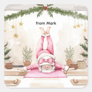 Yoga Kerst met Sinterklaas in yogales Groot Vierkante Sticker