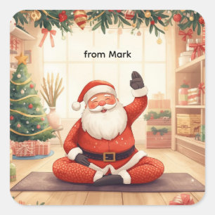 Yoga Kerst met Sinterklaas in yogales Groot Vierkante Sticker