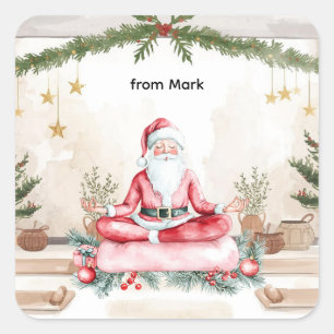 Yoga Kerst met Sinterklaas in yogales Groot Vierkante Sticker