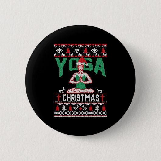 Yoga Kerst Shirt Ronde Button 5,7 Cm (Voorkant)