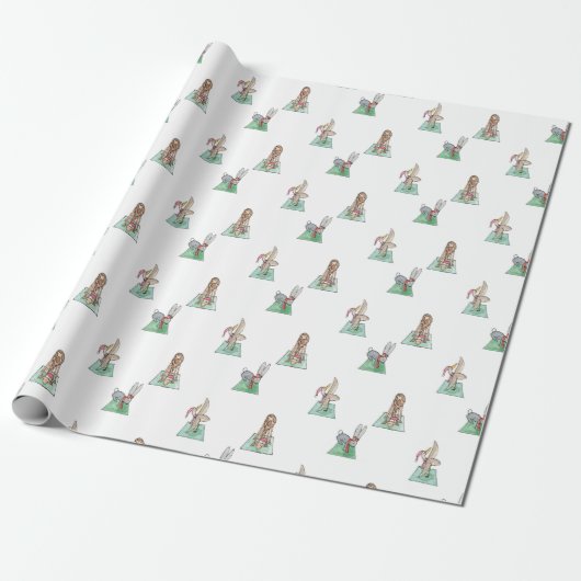 Yoga-kerstdieren Cadeaupapier (Uitgerold)