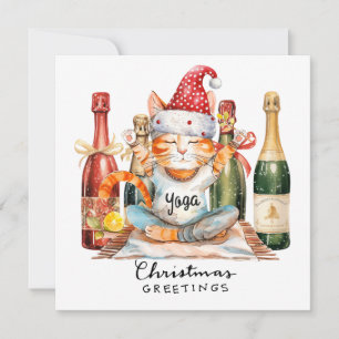 Yoga Kerstman Katten Pose Feest uitnodiging