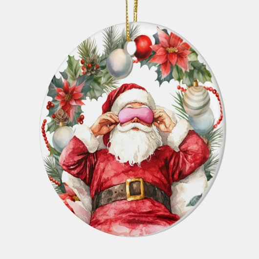 Yoga Kerstman Keramisch Ornament (Links)