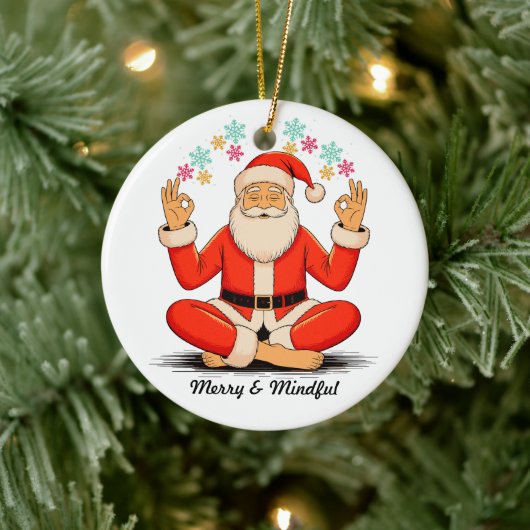 Yoga Kerstman Keramisch Ornament (Boom)
