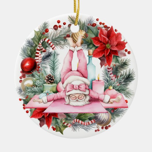 Yoga Kerstman Keramisch Ornament (Voorkant)