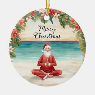 Yoga Kerstman kerstinstructeur Keramisch Ornament