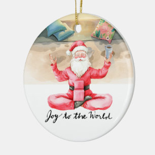 Yoga Kerstman Kerstman Pose yoga  Keramisch Ornament