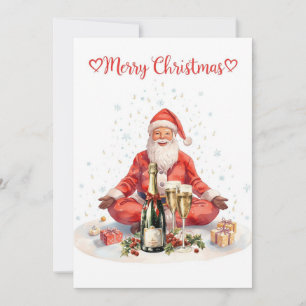 Yoga Kerstman Kerstman poserend Yoga Vakantie Feestdagenkaart