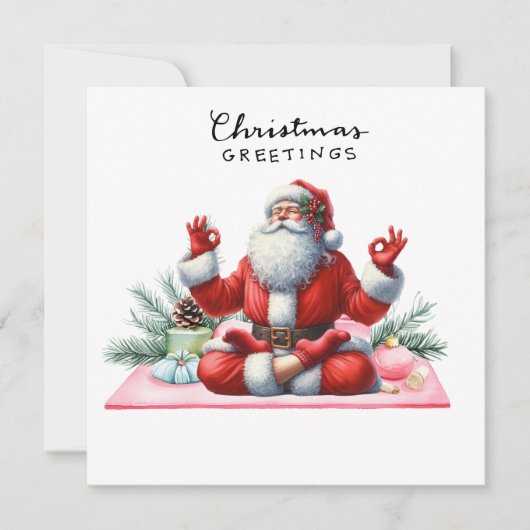 Yoga Kerstman Kerstmis Posing Feest uitnodiging (Voorkant)