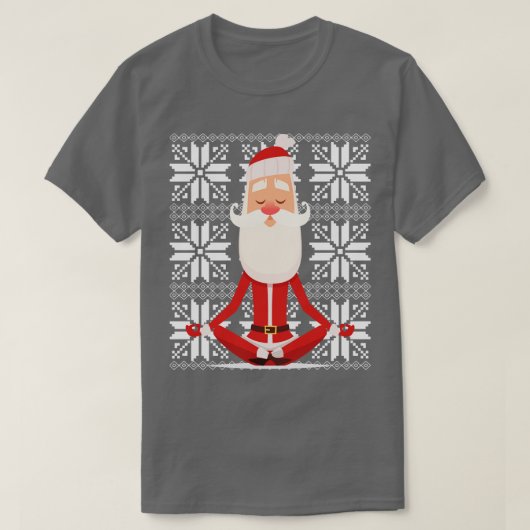 Yoga Kerstman mediteren Lelijke Kerstmis Sweater D T-shirt (Design voorkant)