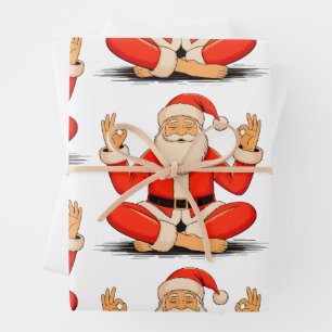 Yoga Kerstman Namaste Meditatie Kerstvakantie Inpakpapier Vel