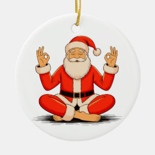 Yoga Kerstman Namaste Meditatie Kerstvakantie Keramisch Ornament