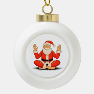 Yoga Kerstman Namaste Meditatie Kerstvakantie Keramische Bal Ornament