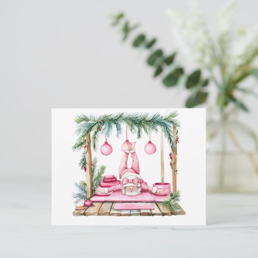 Yoga Kerstman Posing Feestdagenkaart (Staand voorkant)