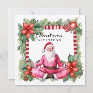 Yoga Kerstman Posing Party Feestdagenkaart