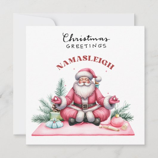 Yoga Kerstman Posing Party uitnodiging (Voorkant)