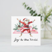 Yoga Kerstman Posing Party uitnodiging (Staand voorkant)