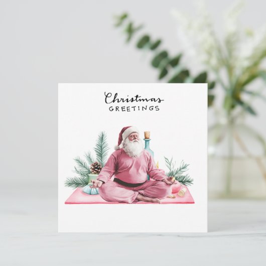 Yoga Kerstman Posing Party uitnodiging (Staand voorkant)