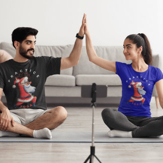 Yoga Kerstman Verspreid Feestelijke Zen Kerstmis V T-shirt