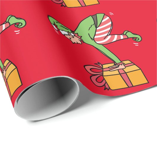 Yoga Kerstmis Elf Pose Cadeaupapier (Rol Hoek)