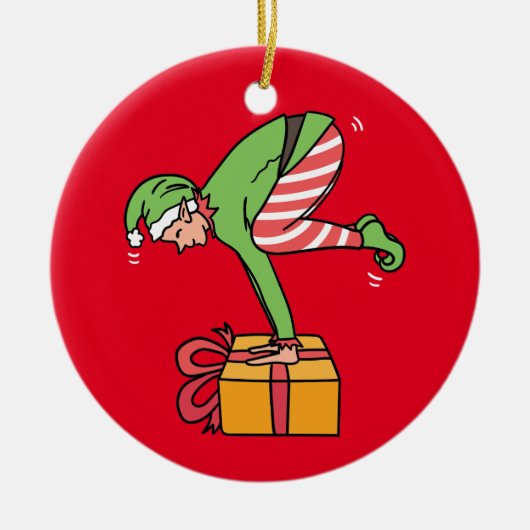 Yoga Kerstmis Elf Pose Keramisch Ornament (Voorkant)