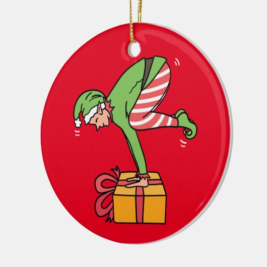 Yoga Kerstmis Elf Pose Keramisch Ornament (Links)
