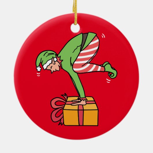 Yoga Kerstmis Elf Pose Keramisch Ornament (Achterkant)