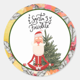 Yoga Kerstmis Sinterklaas instructeur Ronde Sticker