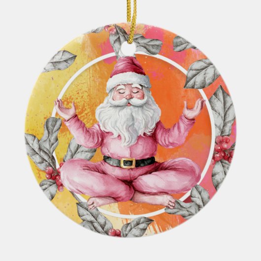 Yoga Kerstmis Sinterklaas poseren Yoga Vakantie Keramisch Ornament (Voorkant)