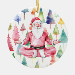 Yoga Kerstmis Sinterklaas poseren Yoga Vakantie Keramisch Ornament