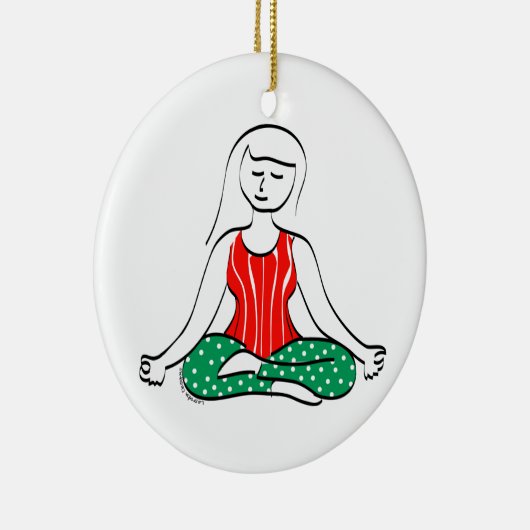 Yoga Kerstversier Keramisch Ornament (Rechts)