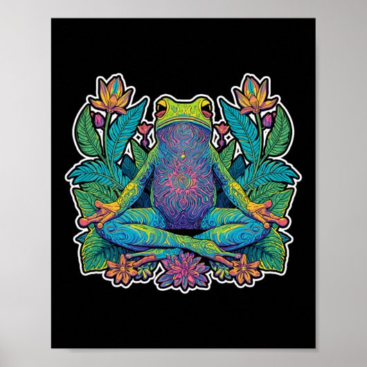 Yoga Kikker Mediteren Zen Houding Lance Stretch Poster (Voorkant)
