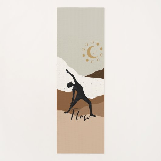 Yoga-krijger stelt silhouette meditatie flow, bevr yogamat (Voorkant)